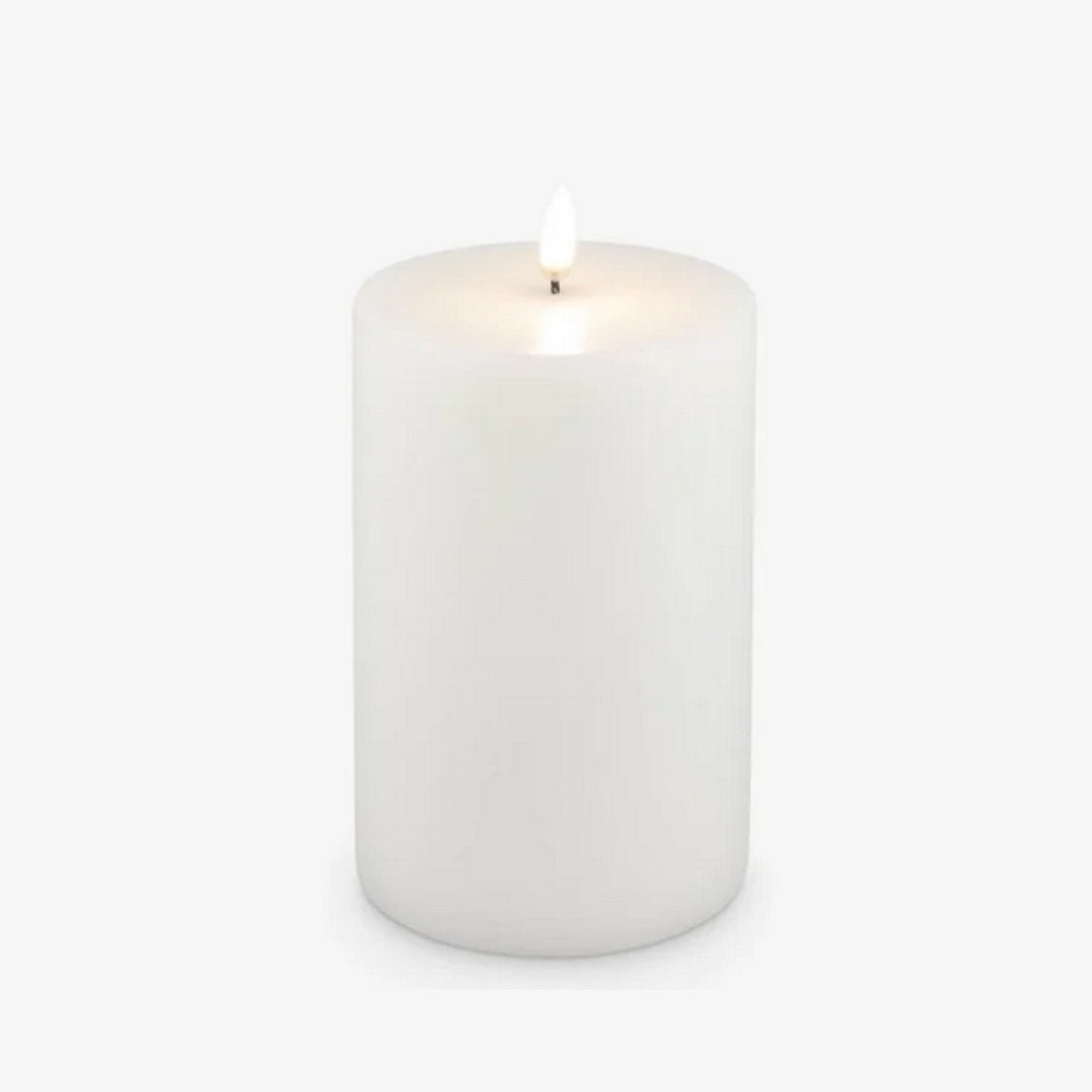 Nordic White Smooth Flameless Pillar Candles | Remote Controllable