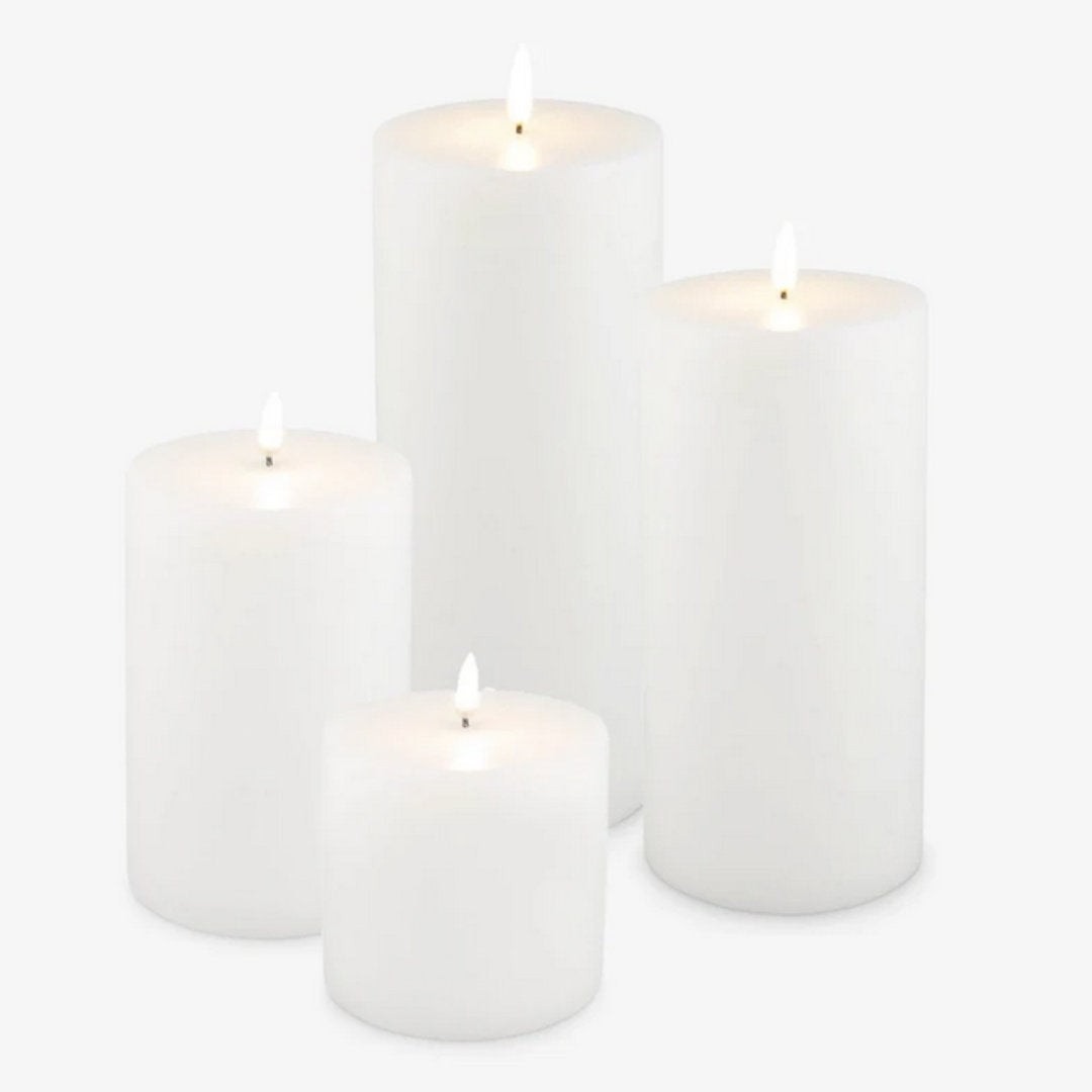 Nordic White Smooth Flameless Pillar Candles | Remote Controllable