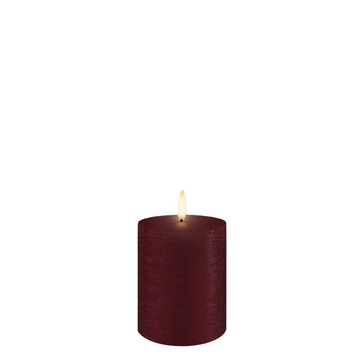 Carmine Red Textured Flameless Pillar Candles | Remote Controllable