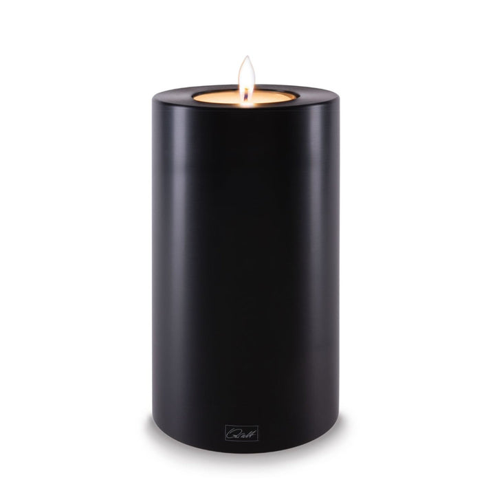 Qult Black Candle Pillar holder | 10cm diameter x 18cm H