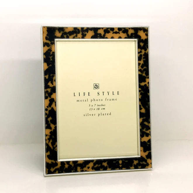 Enamel Tortoiseshell and Silver Photo Frame | 4" x 6"