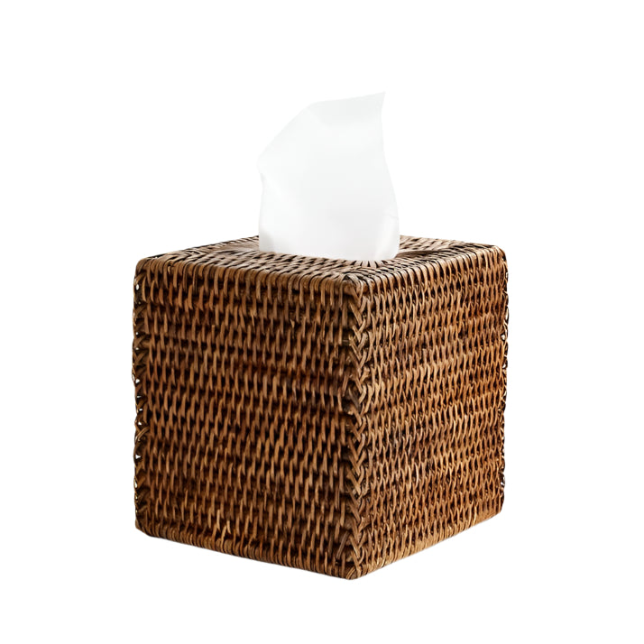 Square Rattan Tissue Box | Antique