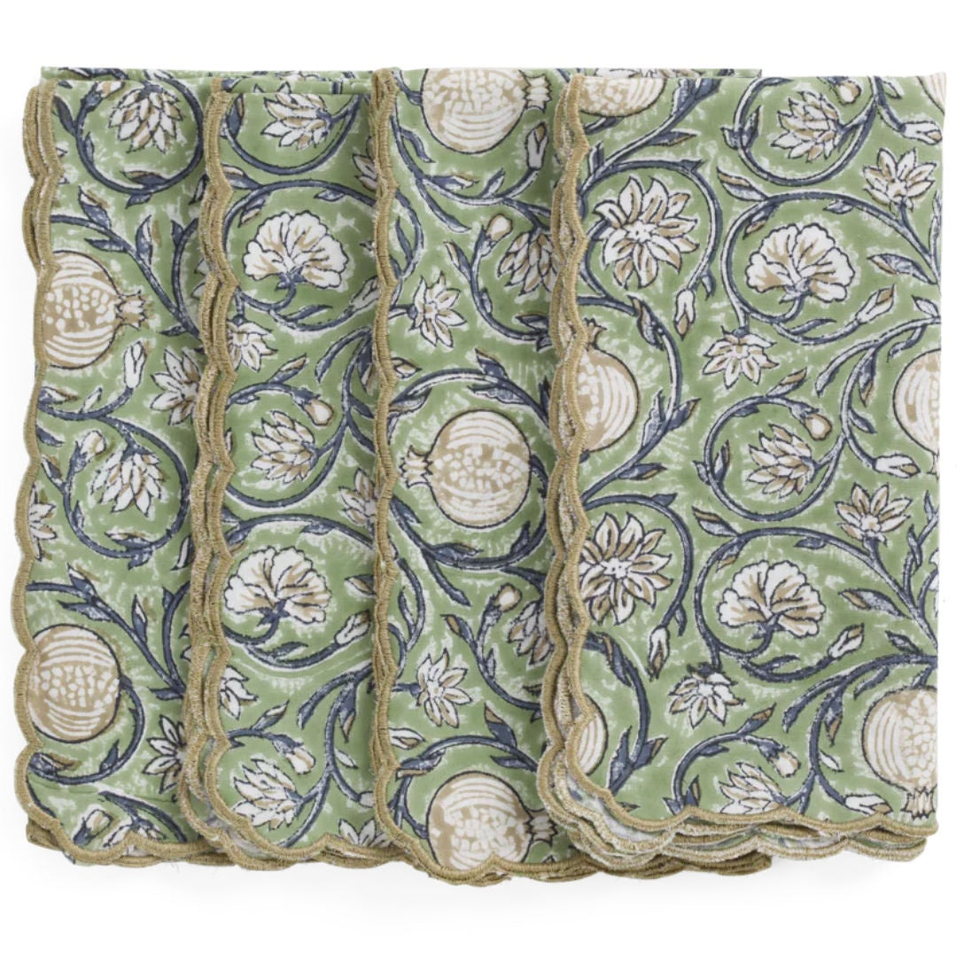 Tangier Pomegranate Cotton Napkins SET OF 4 | Green