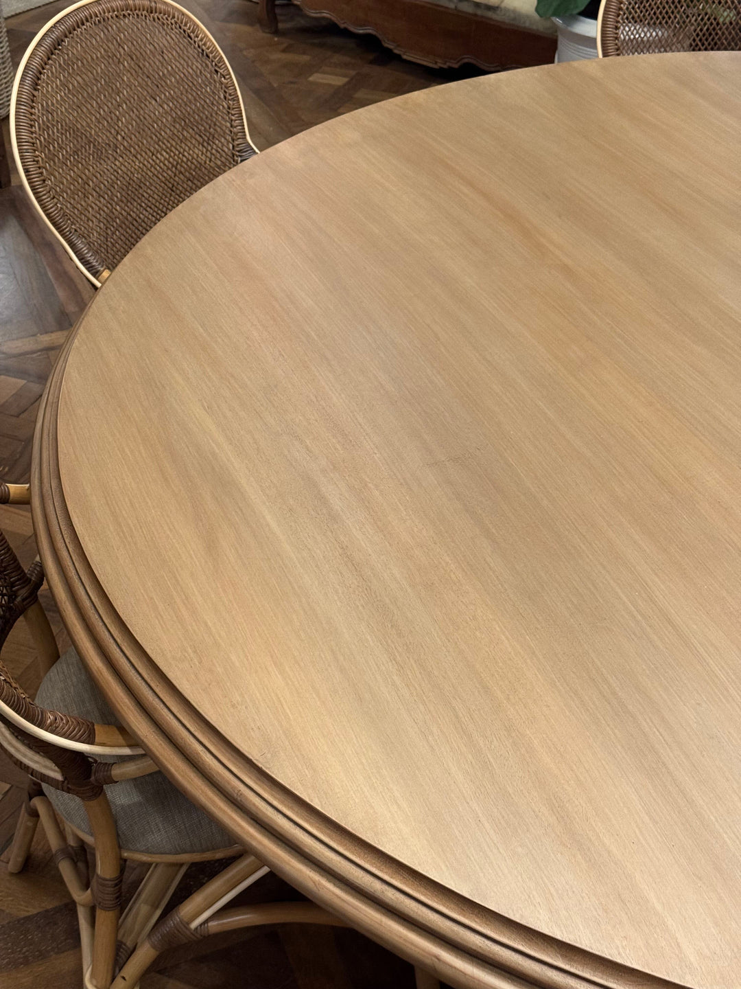 Renaissance Round Pedestal Dining Table CUSTOM | Aged Mango Wood | Mud Grey | 200cm Diameter
