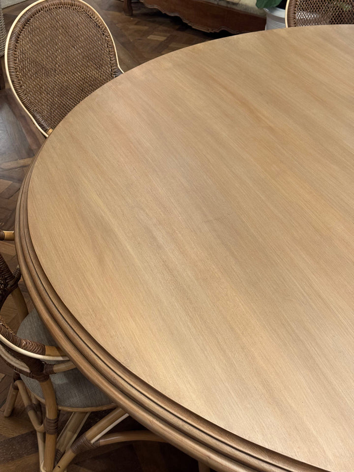 Renaissance Round Pedestal Dining Table CUSTOM | Aged Mango Wood | Mud Grey | 200cm Diameter