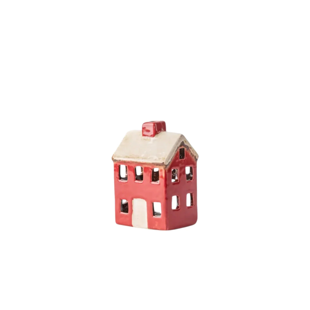 Alsace Petite Tealight Ceramic Chalet | Red Cream
