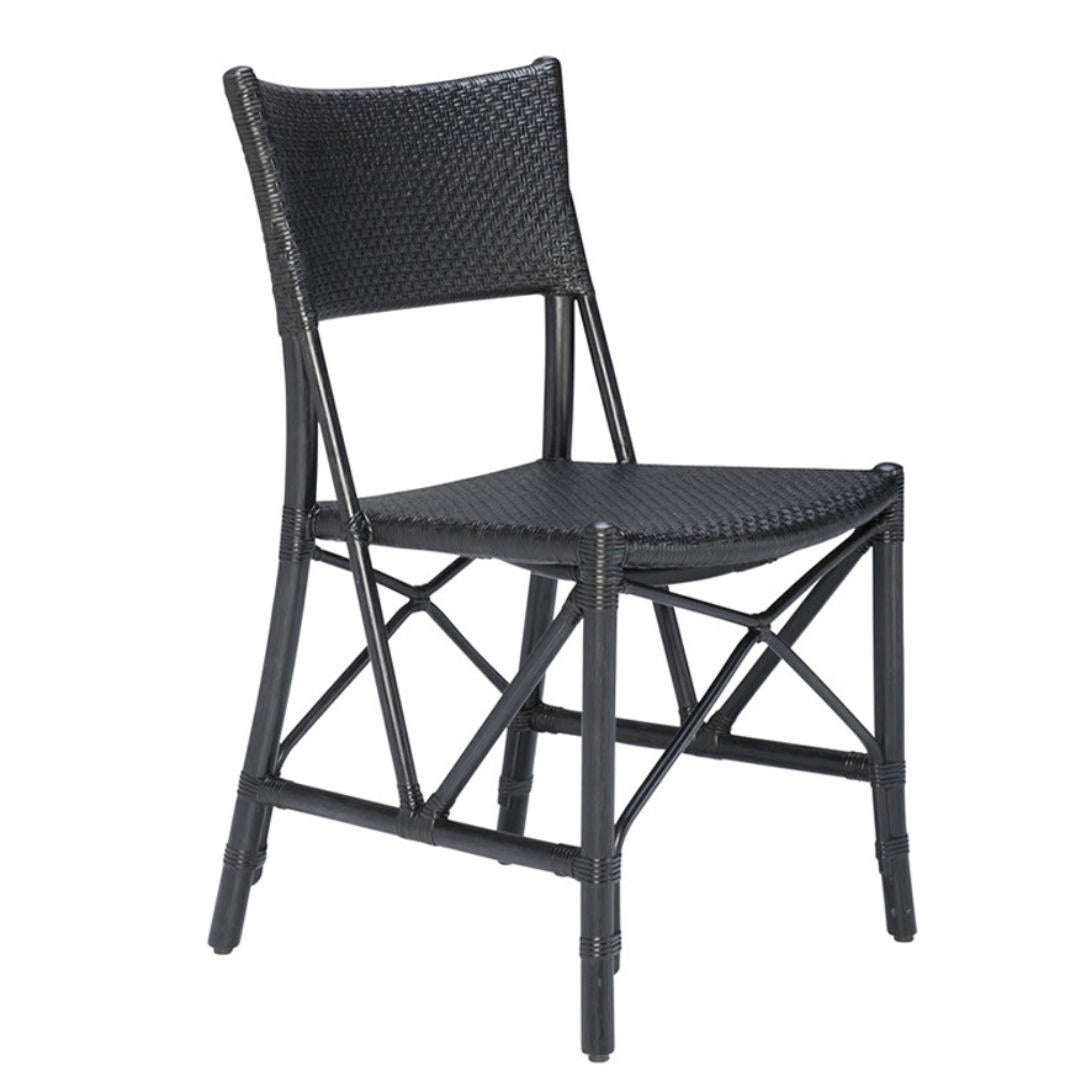 CLEARANCE PRICE Janus et Cie Panini Handwoven Rattan Interior Chair | Ebony/Black Frame