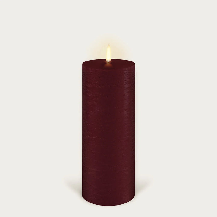 Carmine Red Textured Flameless Pillar Candles | Remote Controllable