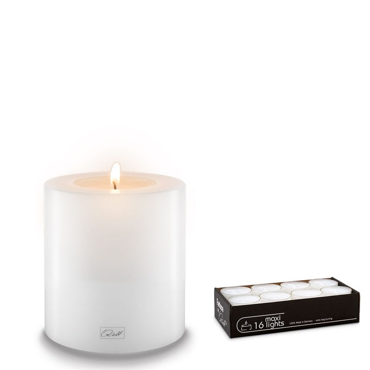 Qult White Pillar Candle Holder | 10cm Diameter (2 Sizes Available)