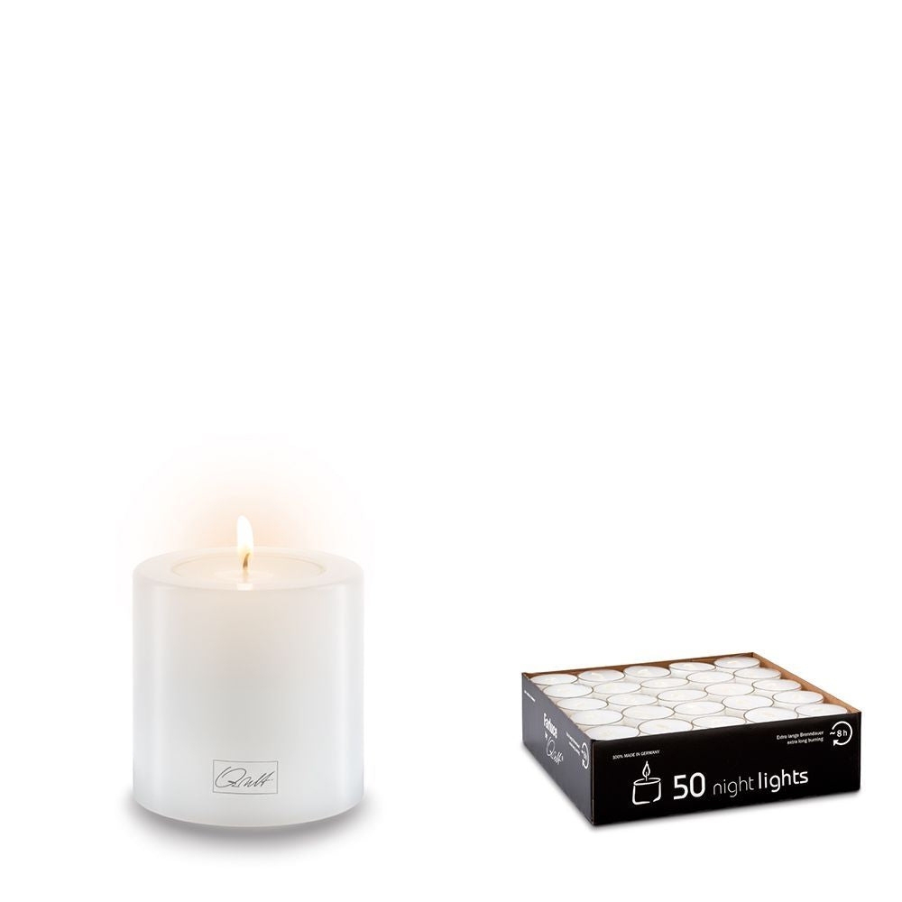Qult Pillar Candle holder | White 6cm Diameter