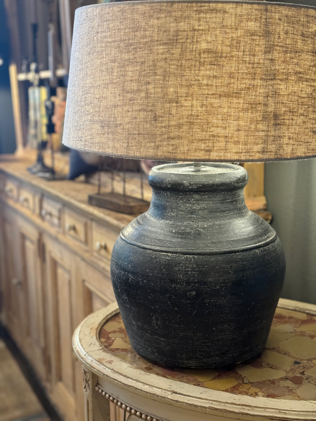 Hamo Ceramic Jug Lamp Base | Brown/Black | W30cm x H40cm