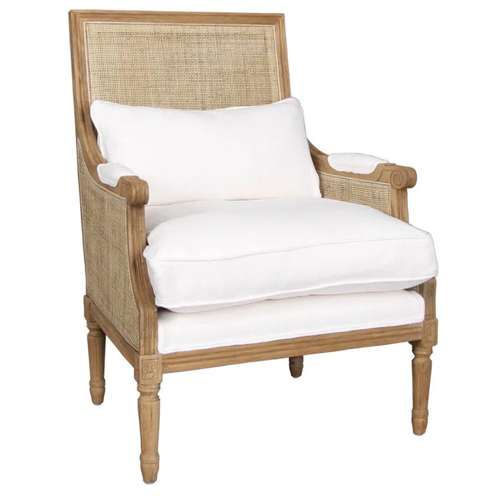 Indiana Oak with Cane Framed Armchair White