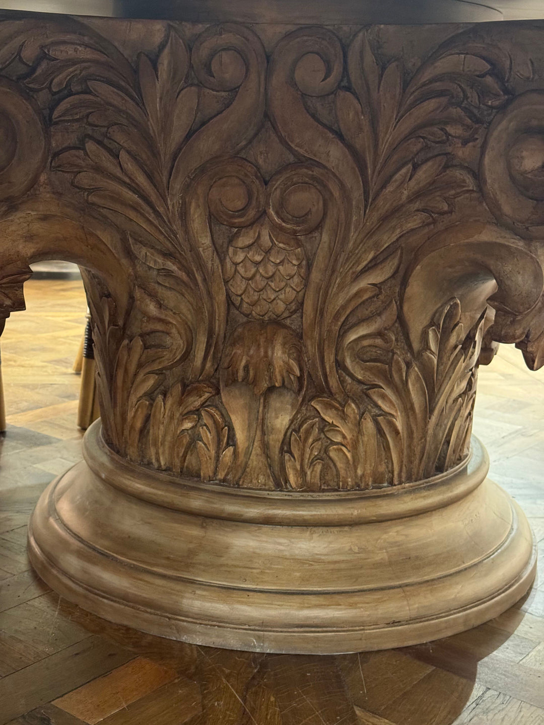 Renaissance Round Pedestal Dining Table CUSTOM | Aged Mango Wood | Mud Grey | 200cm Diameter