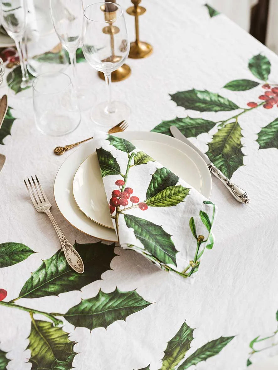 Holly & Mistletoe | Linen Napkin | SET OF 6