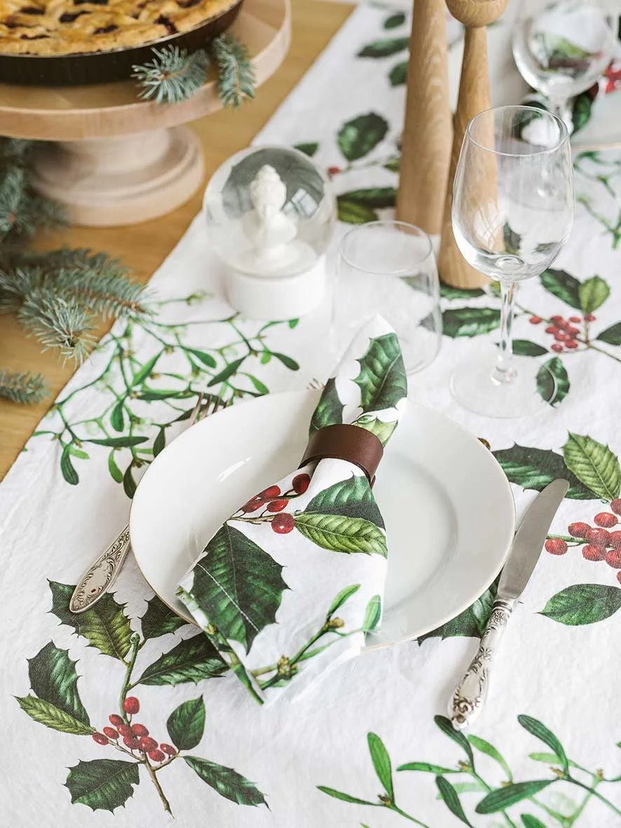 Holly & Mistletoe | Linen Napkin | SET OF 6