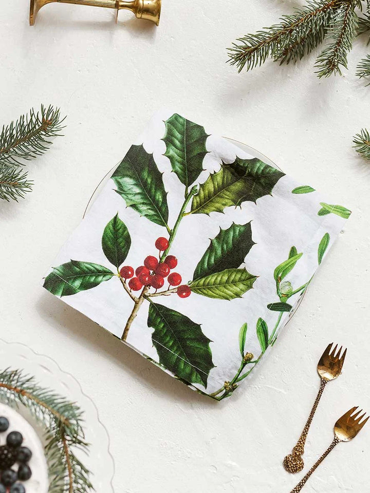 Holly & Mistletoe | Linen Napkin | SET OF 6