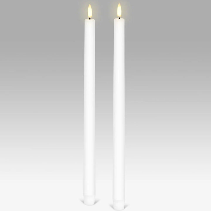 Nordic White Smooth | Flameless Taper Candles | Remote Controllable | PAIR