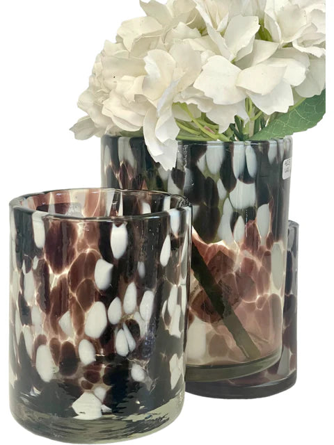 Cheeta Print Glass Votive | Large 15cm