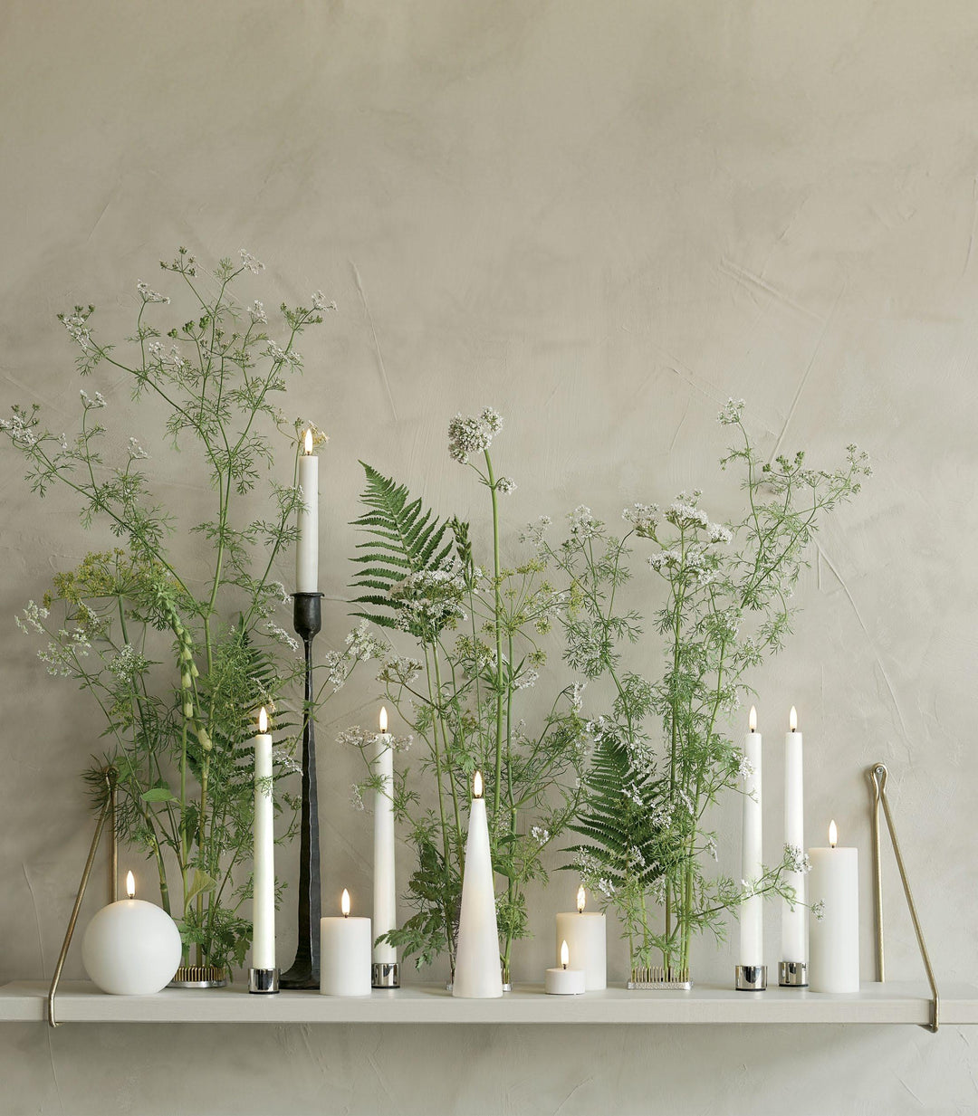 Nordic White Smooth Flameless Cone Candle | Remote Controllable | Tall 6.8 x 30cm