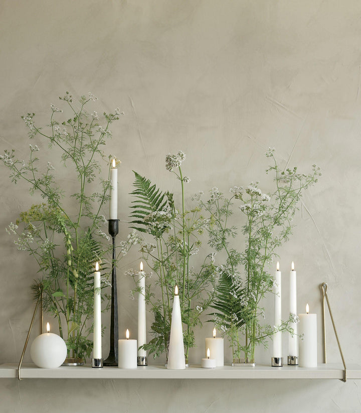 Nordic White Smooth Flameless Cone Candle | Remote Controllable | Tall 6.8 x 30cm