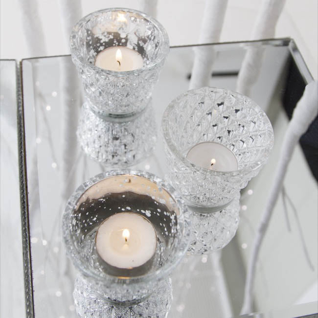 Glass Votive Candle Holder | Diamond Pattern | Clear