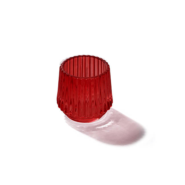 Glass Craft Ripple Votive Holder Red