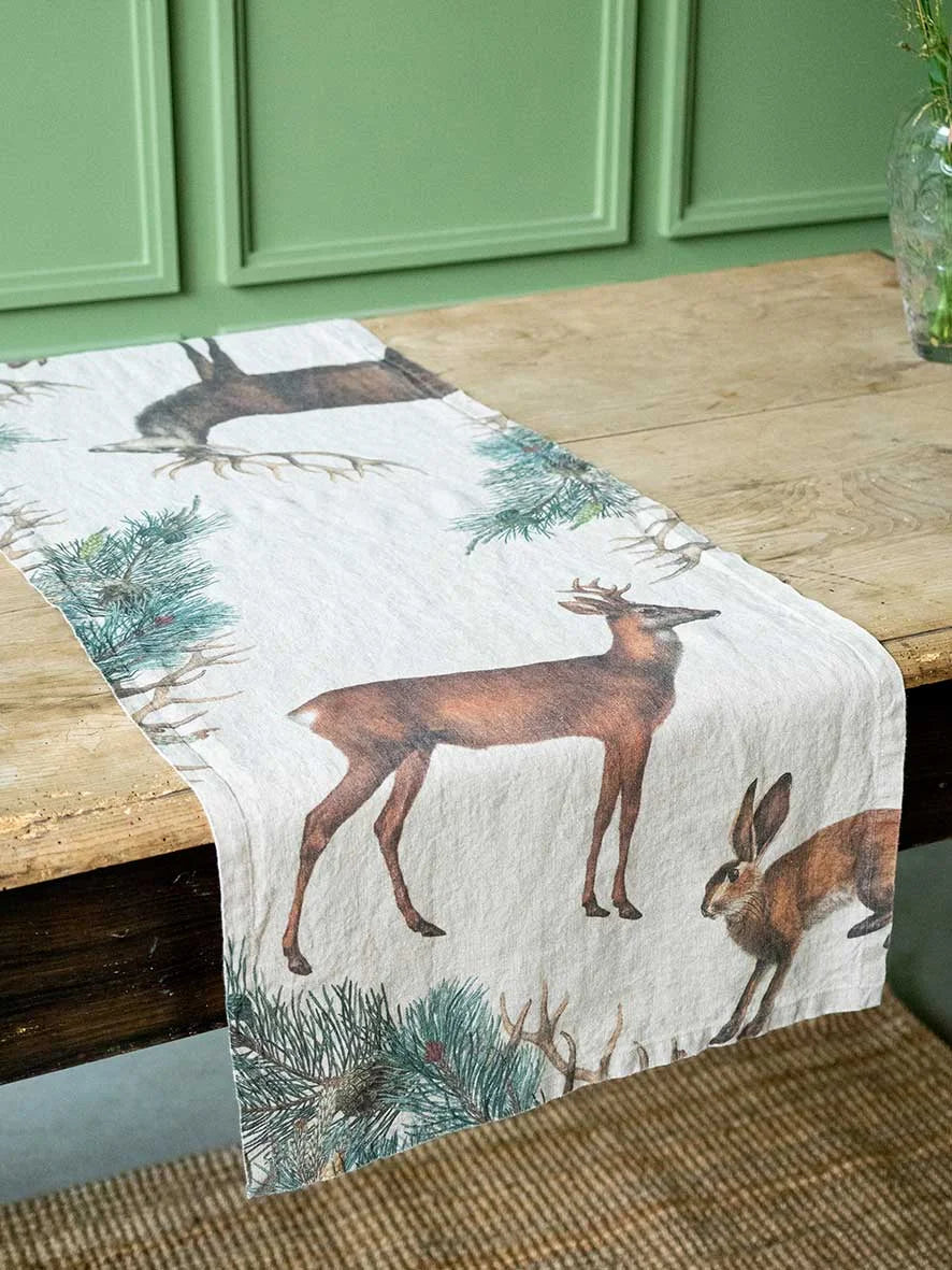 Wild Animals Linen Table Runner | 48 x 136cm