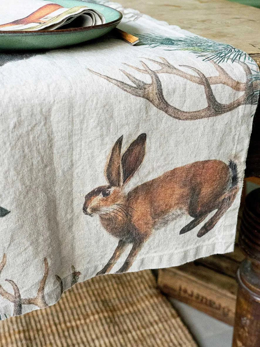 Wild Animals Linen Table Runner | 48 x 136cm