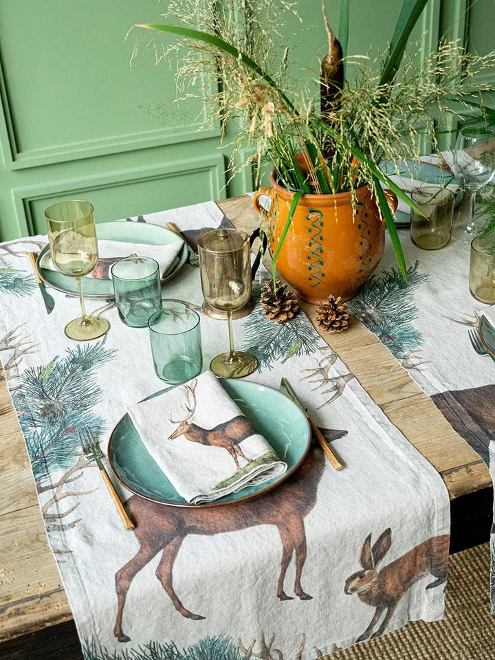 Wild Animals Linen Table Runner | 48 x 136cm