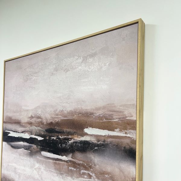 Alo Alo Abstract Wall Painting Beiges | Oak Framed | 90 x 120cm