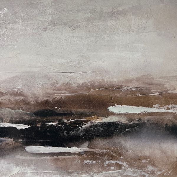 Alo Alo Abstract Wall Painting Beiges | Oak Framed | 90 x 120cm