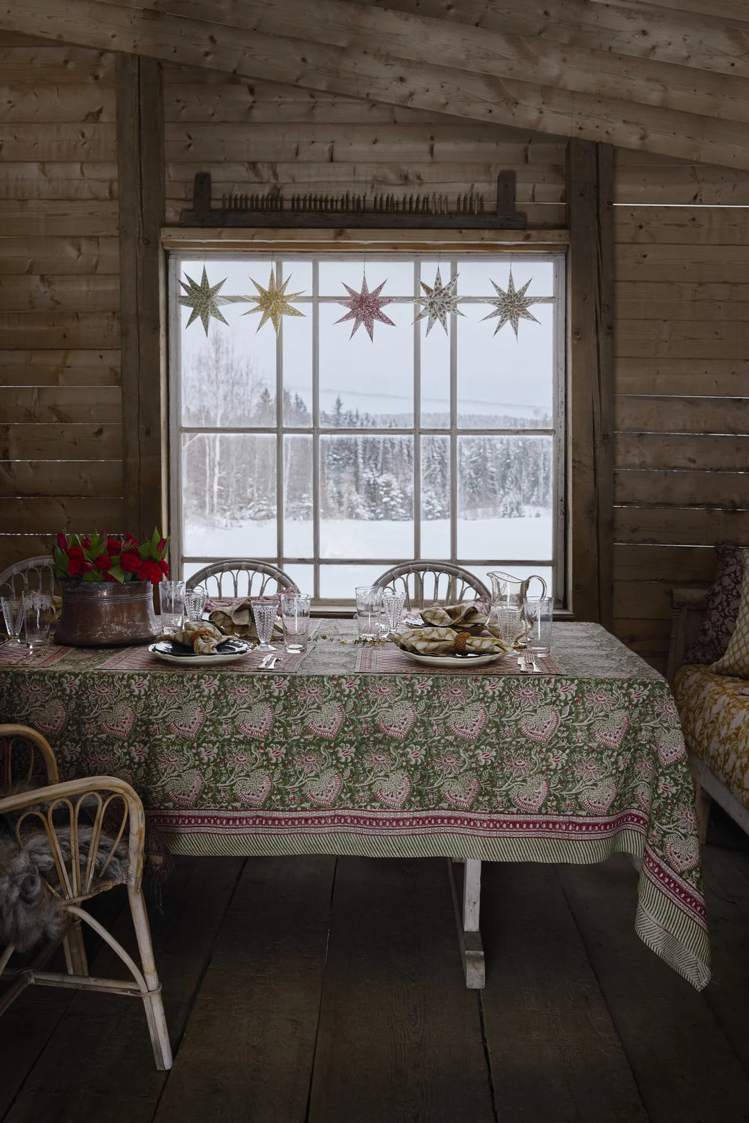 Oriental | SET OF 2 | Linen Placemats | Green