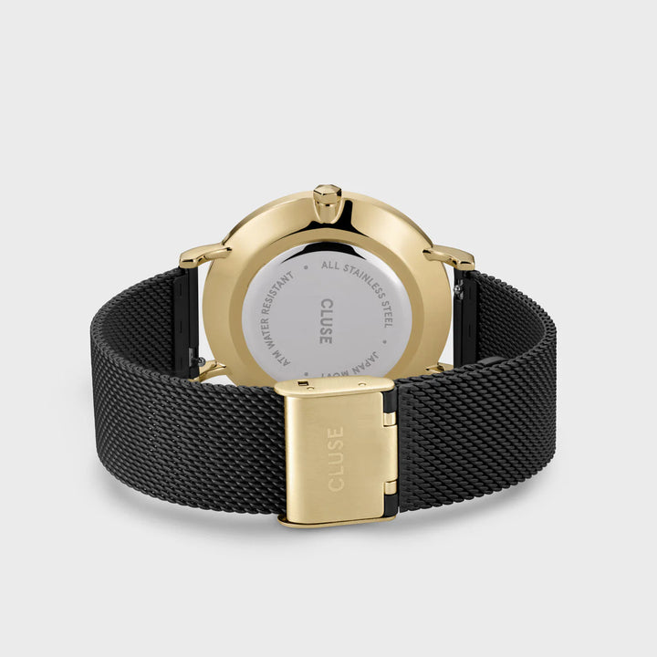 PROMO Cluse | Boho Chic Mesh Watch | Gold/Black w BONUS Black Mesh Strap