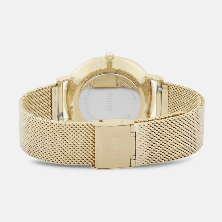 PROMO Cluse | Boho Chic Mesh Watch | Gold/Black w BONUS Black Mesh Strap