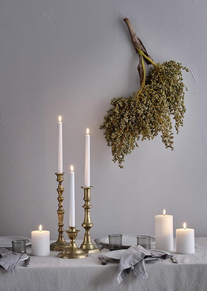 Nordic White Smooth | Flameless Taper Candles | Remote Controllable | PAIR