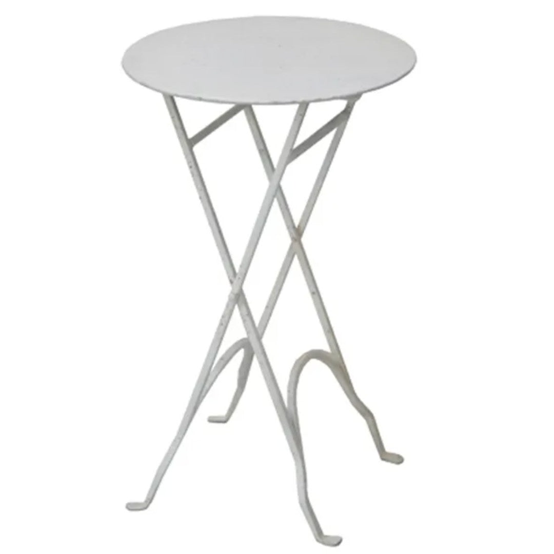 Round Folding Metal Side Table | Cream