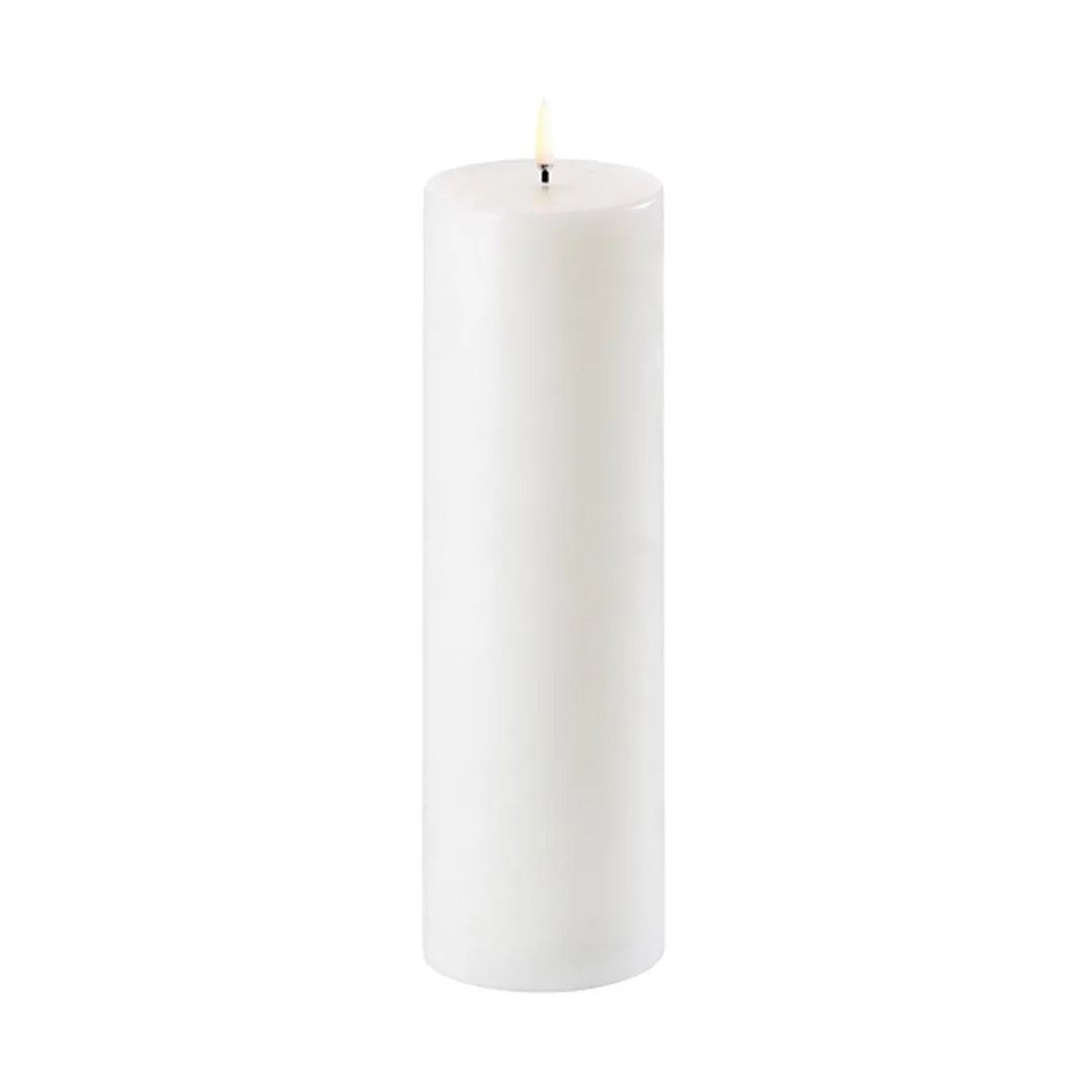 Nordic White Smooth Flameless Pillar Candles | Remote Controllable
