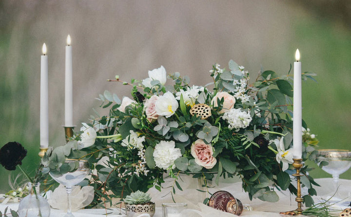 Nordic White Smooth | Flameless Taper Candles | Remote Controllable | PAIR