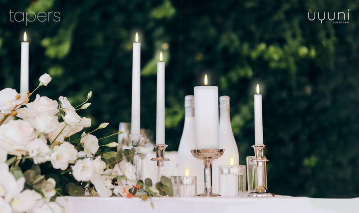 Nordic White Smooth | Flameless Taper Candles | Remote Controllable | PAIR