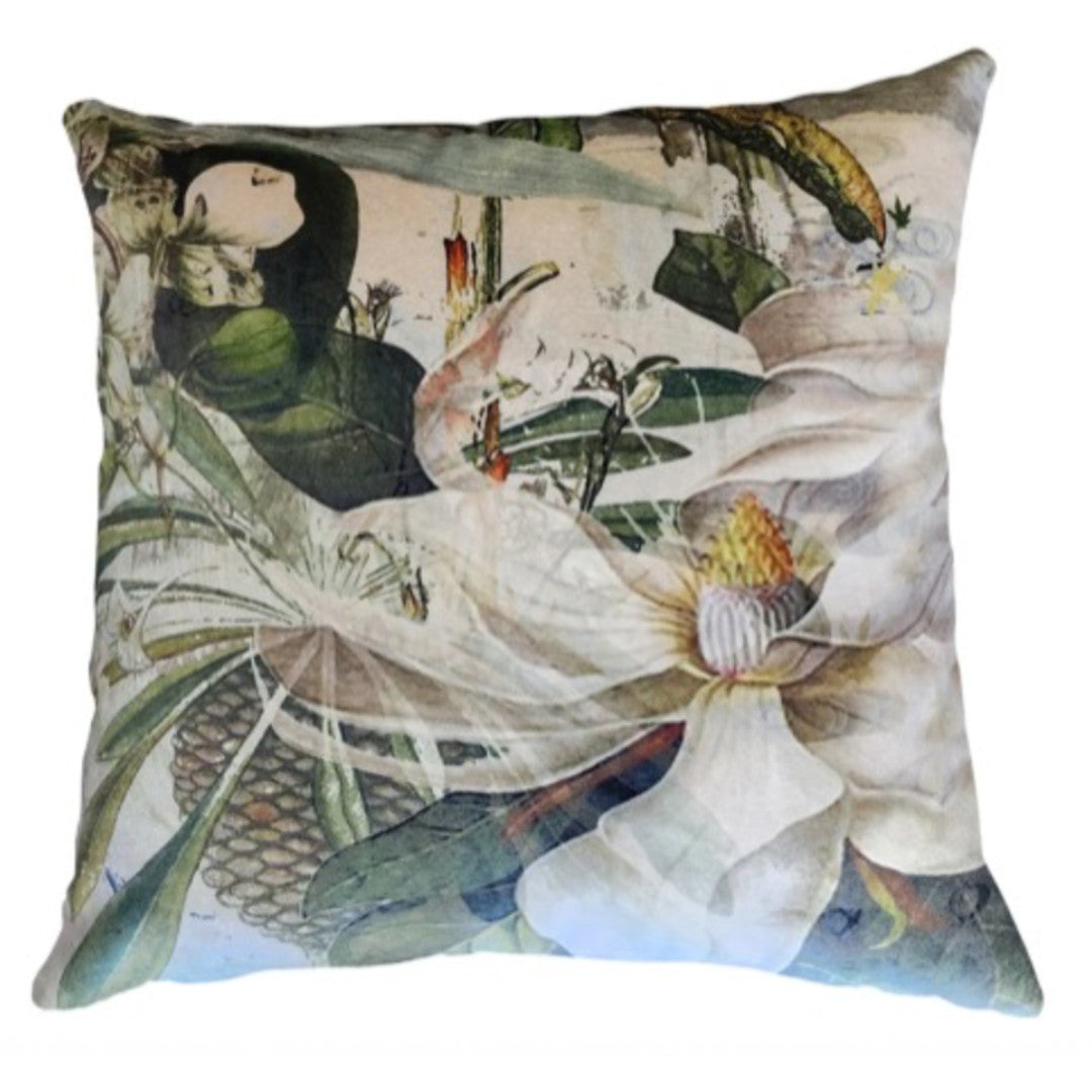 Tropical Refuge Magnolia Velvet Cushion Cover | 60x60cm