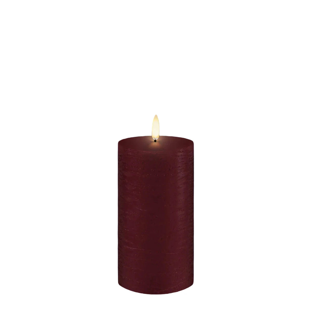 Carmine Red Textured Flameless Pillar Candles | Remote Controllable