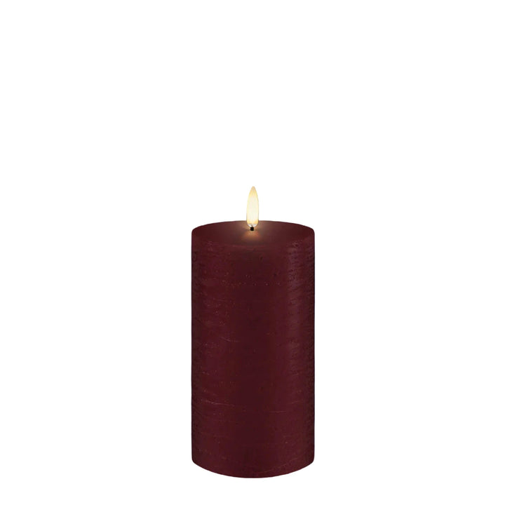 Carmine Red Textured Flameless Pillar Candles | Remote Controllable