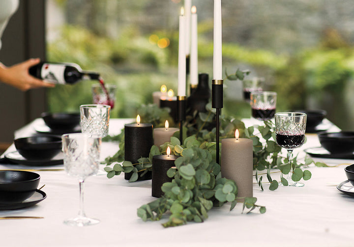 Textured Black Flameless Pillar Candles | Remote Controllable