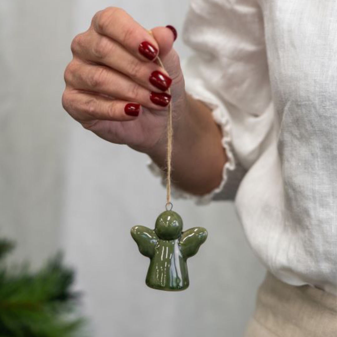 Lucia Snow Hanging Angel | Green | 5x5cm