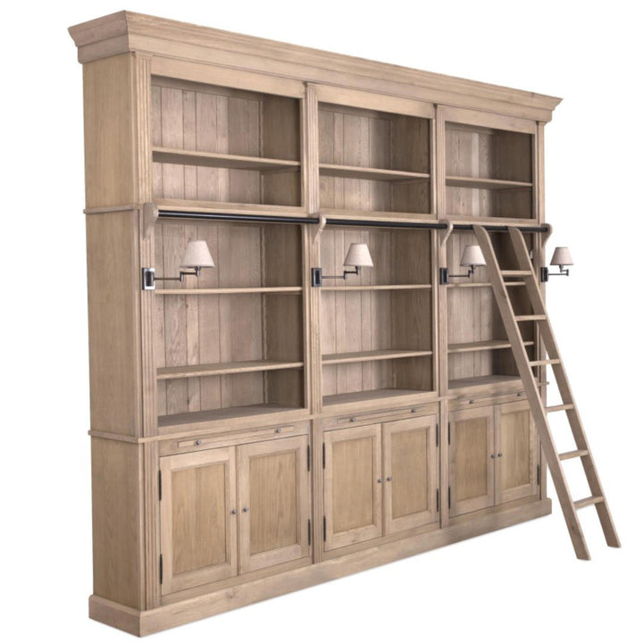 Balmore II 3parts Library | Weather Beaten + Lamp Milano (Excludes shades)  | Flamant Belgium |W318 x D44 x H248