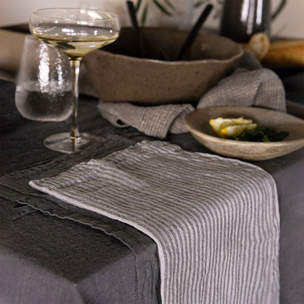 Basix Napkin Small stripe | Tempest/Fog - Suzie Anderson Home