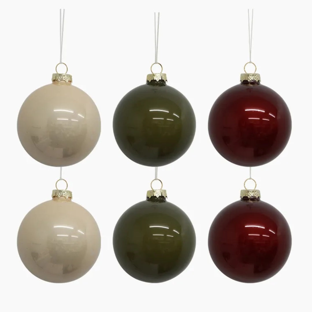 Christmas Balls 8cm | Mixed Colours | BOX OF 6