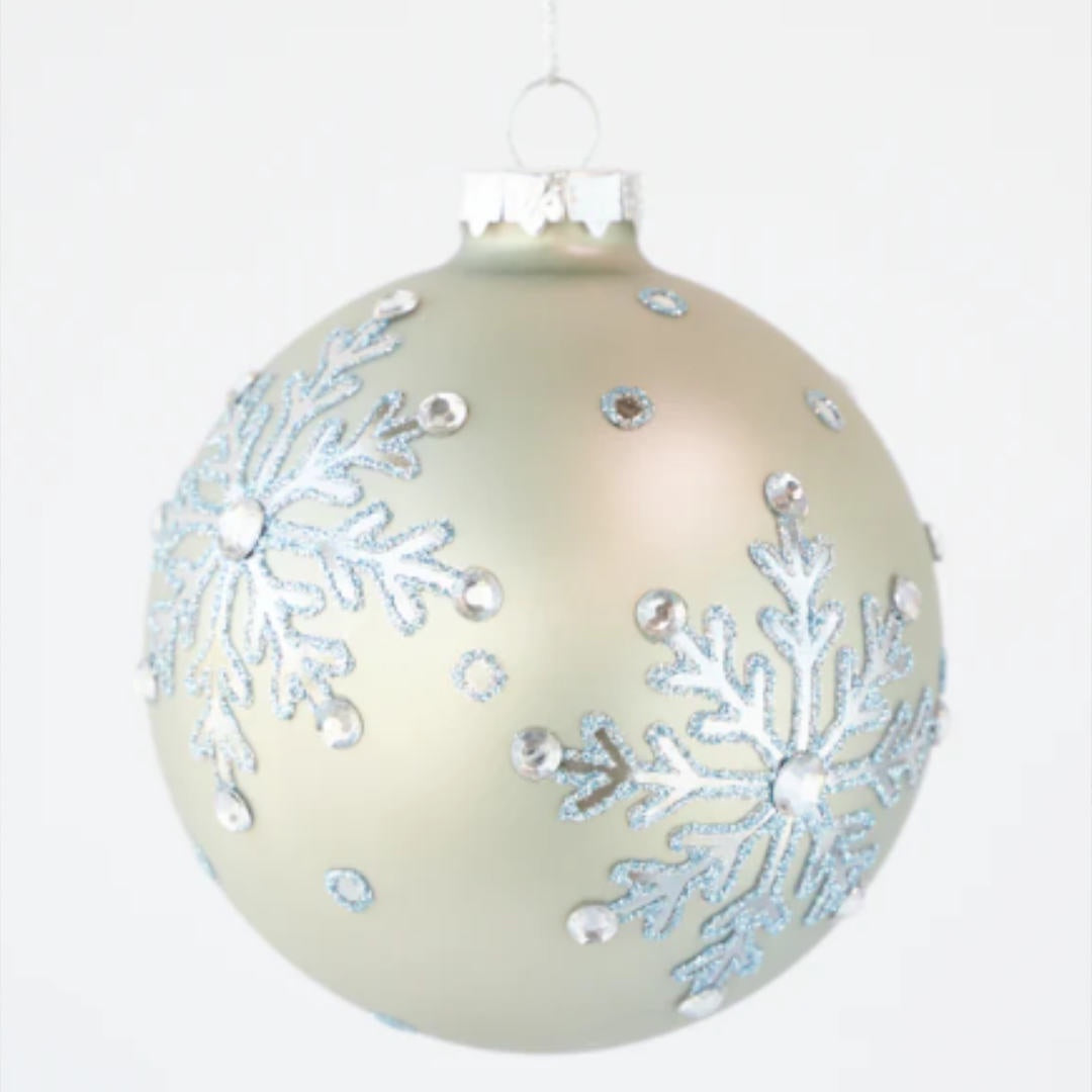 Snowflake Glass Bauble Hanging Decoration | Grey