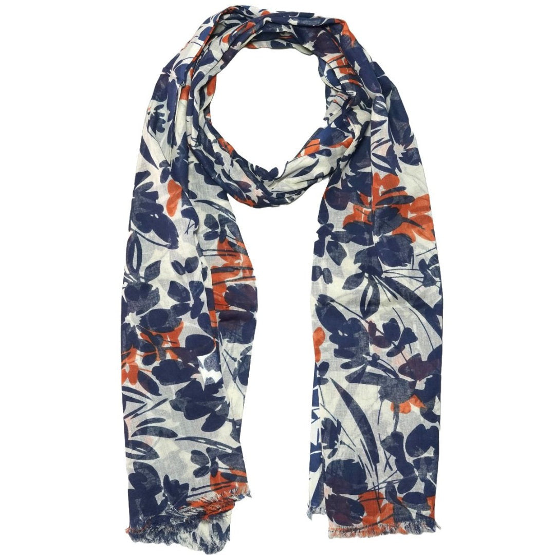 Navy/White Cotton Scarf | 1287