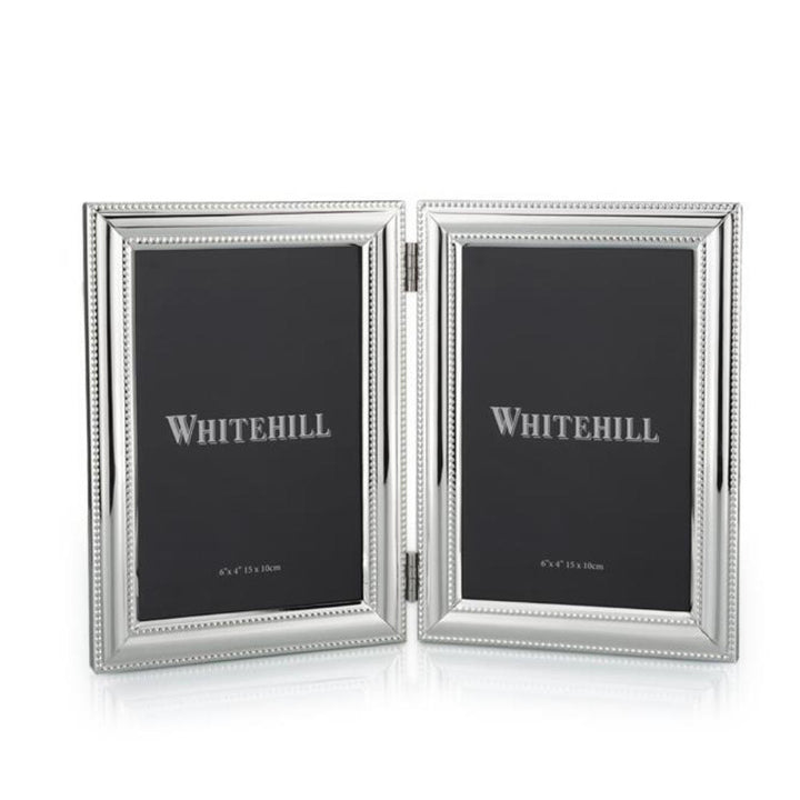Beaded Double Photo Frame | Silver Plate | 10x15cm
